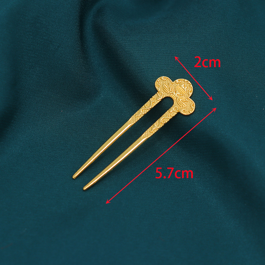 Alloy electrophoresis color-preserving mini double-sided semi-embossed bee cloud small U hairpin ancient style hanfu cheongsam step shake accessories