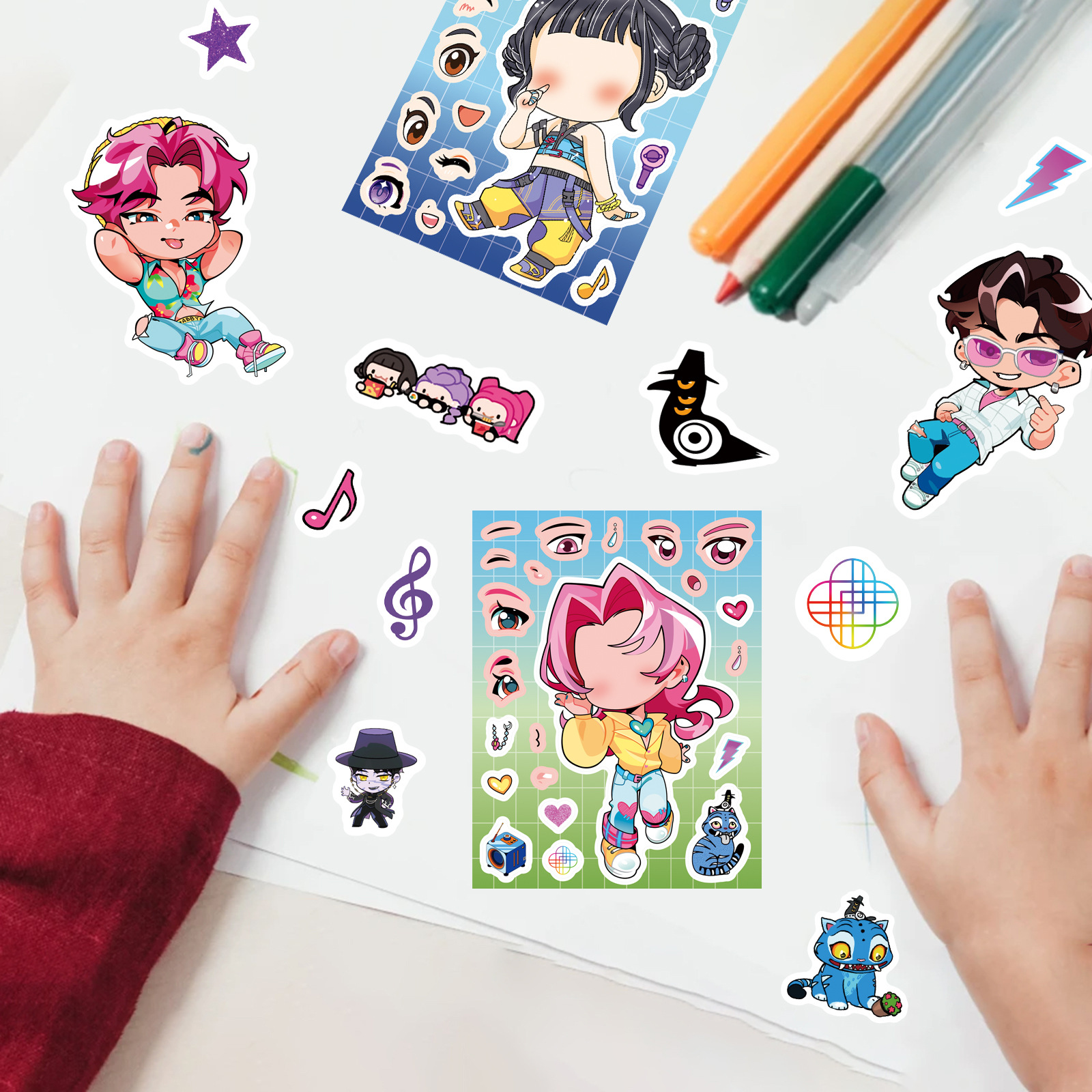 8 Popular Witch-Hunting Girl Group Make a Face Puzzle Stickers DIY Handicrafts Can Be Waterproof and Repeated Stickers