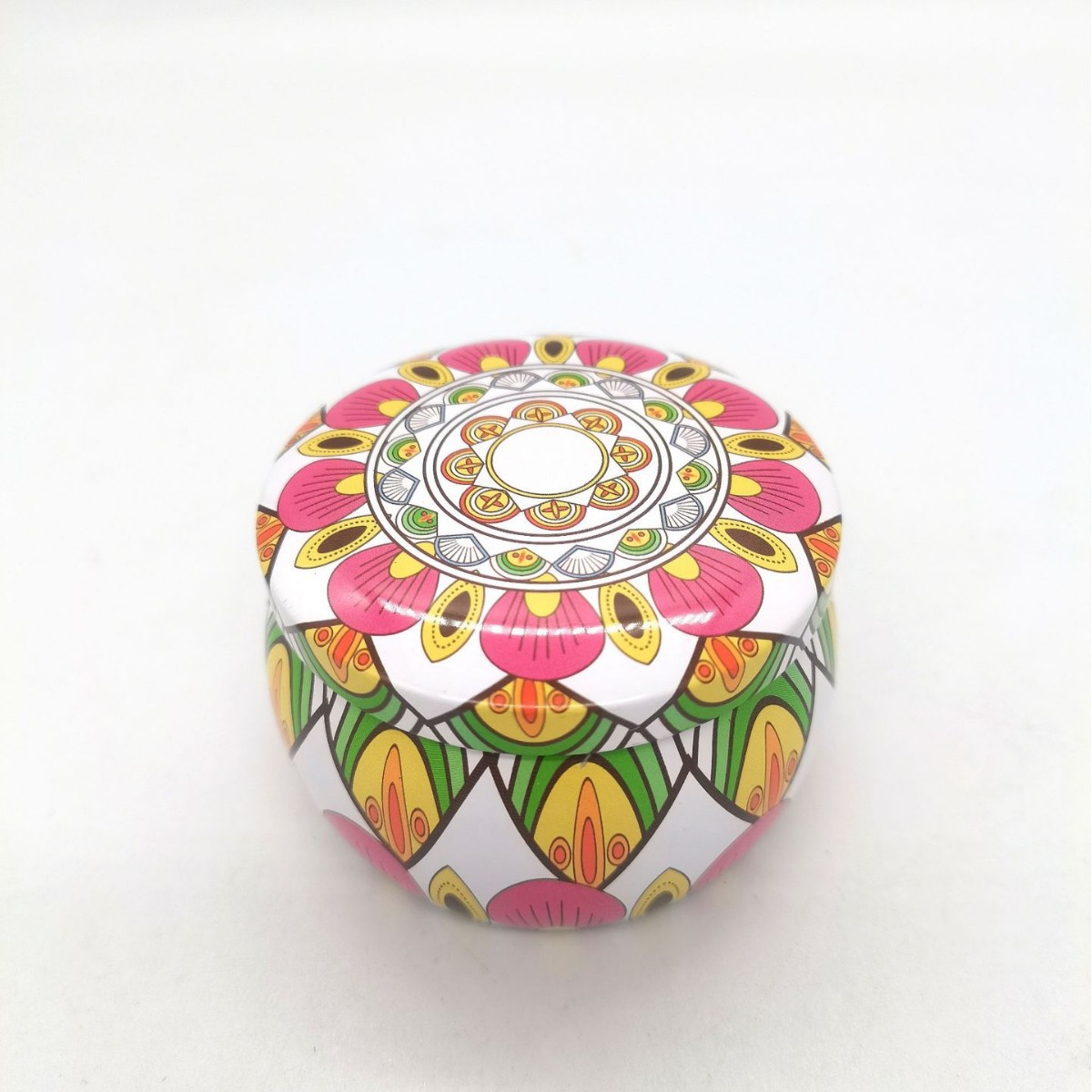Spot Cross-Border Amazon 2.2oz Retro Tinplate Ethnic Style Mandala Candy Jar Aromatherapy Candle Jar