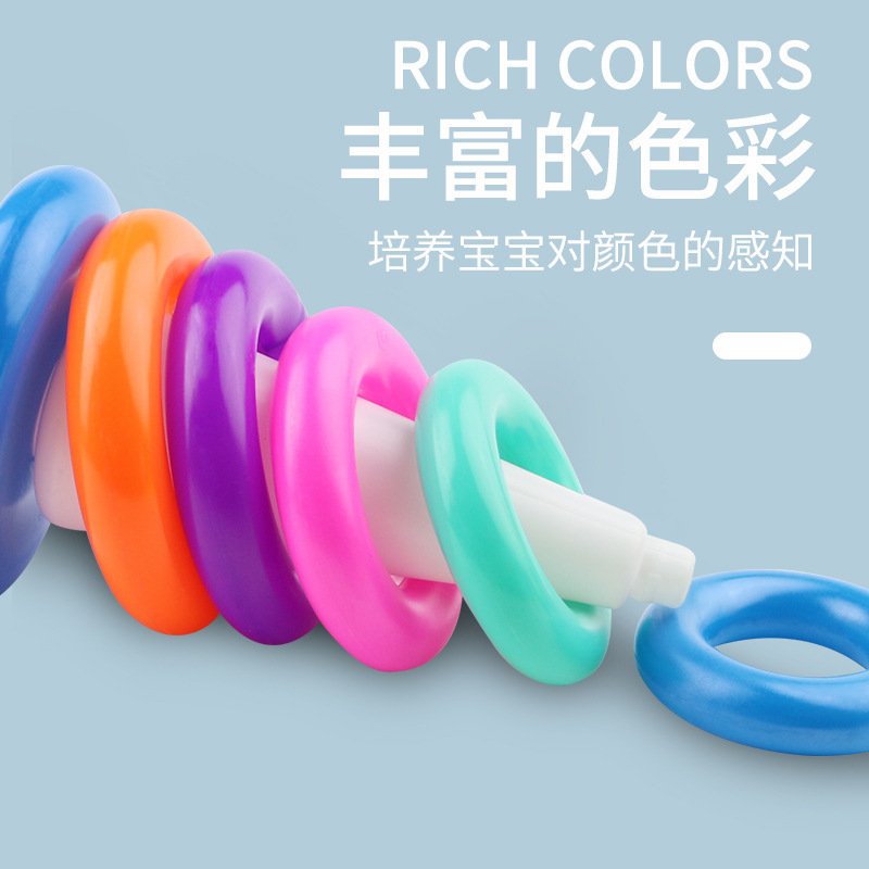 Stall toys wholesale night market drainage children's educational rainbow tower collar small yellow duck stacking music baby toys