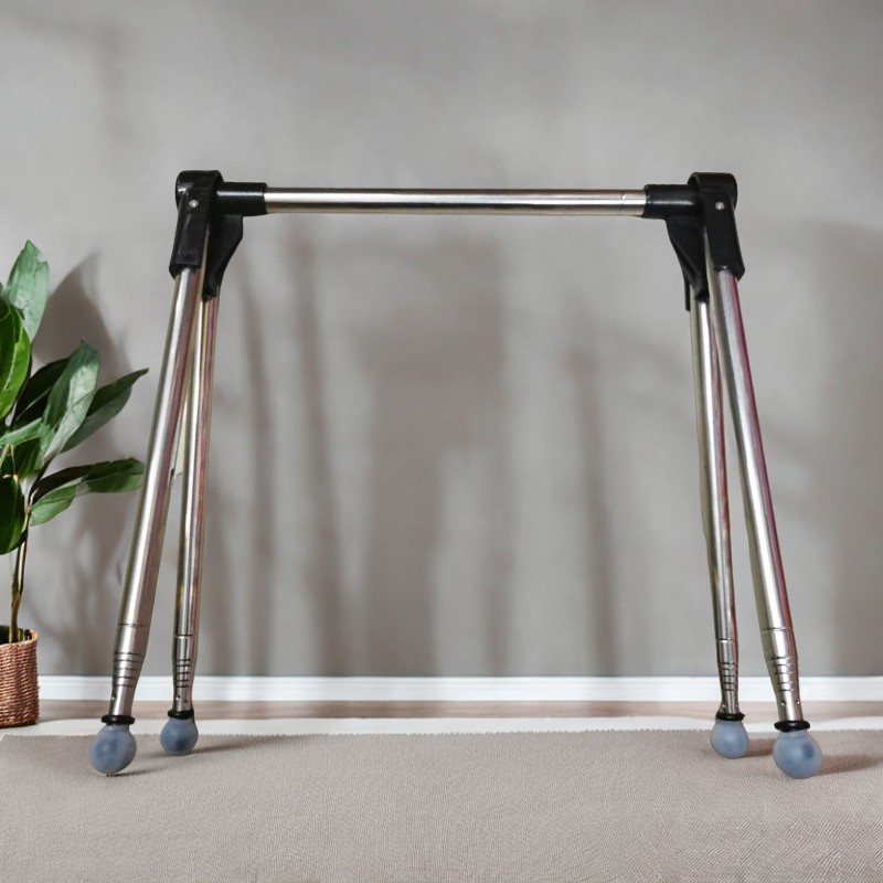 Telescopic folding indoor balcony floor stainless steel clothes hanger travel hotel clothes pole storage artifact