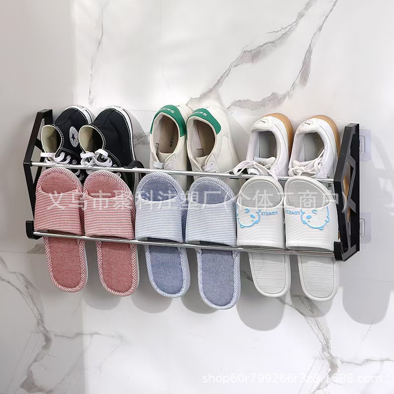 Philippines Hot-Selling Punch-Free and Nail-Free Simple Shoe Rack Behind the Door Assembled Shoe Rack Bathroom Slipper Rack Wall-Mounted Storage Rack