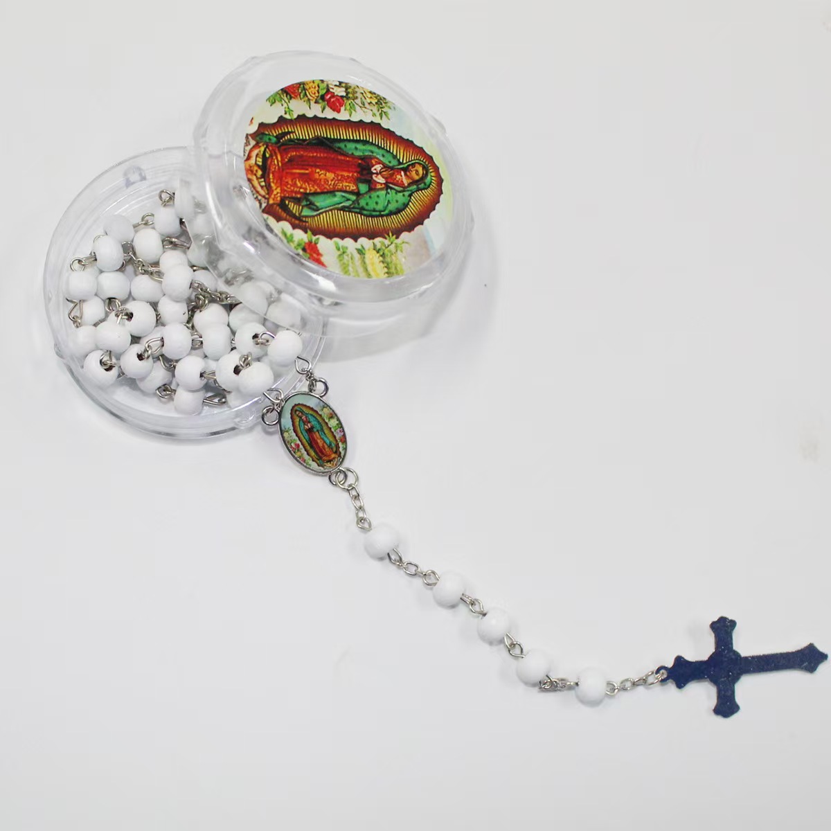 6mm Fragrant Wooden Bead Necklace Amazon Hot Sale Madonna Cross Necklace Handmade Rosary ROSARY Cross Border New