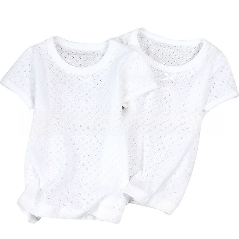 Children's Vest 2 Pack Pure White No Fluorescent Japanese Baby Boys and Girls 100 Cotton Mesh Sleeveless Summer Thin Base