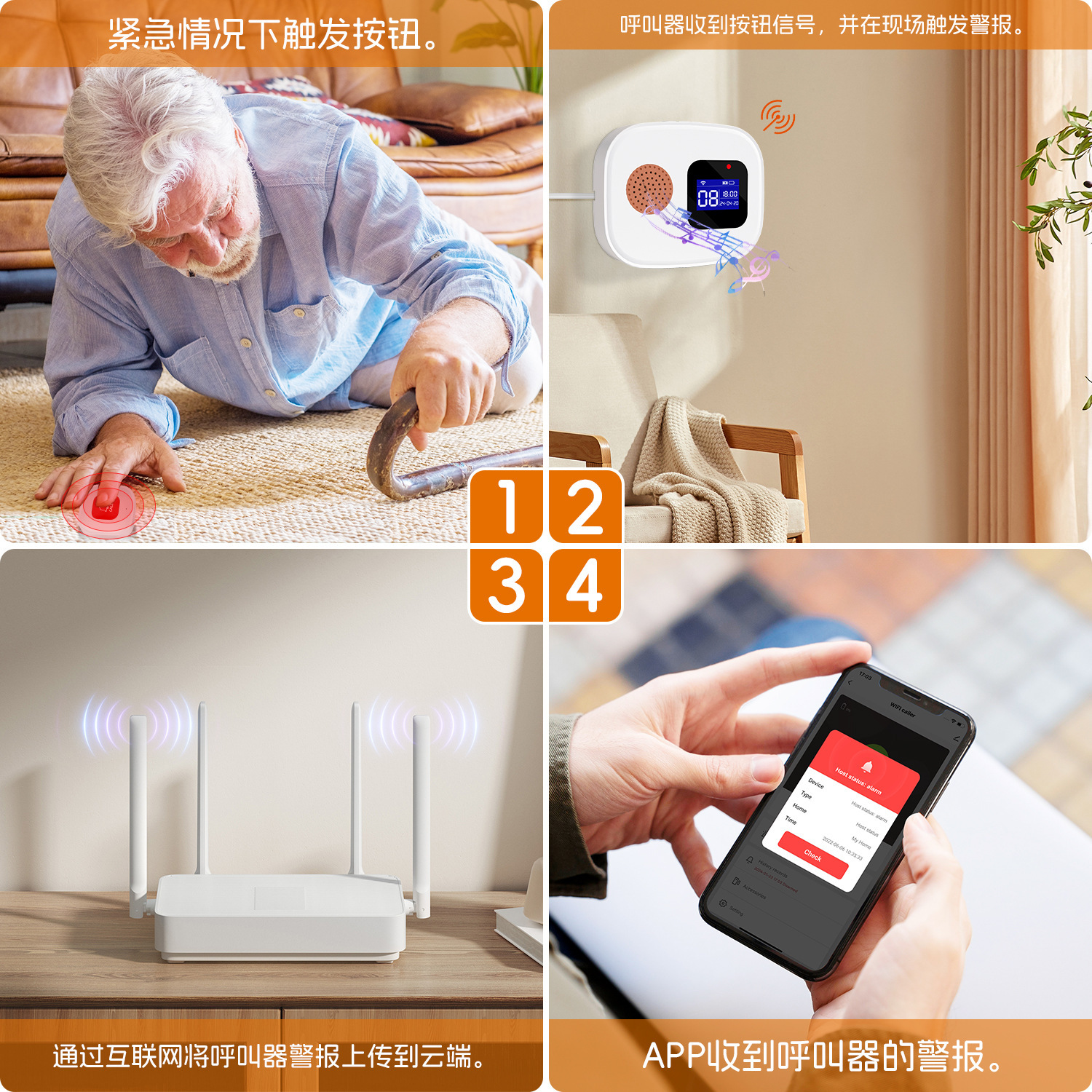 Portable Wireless Call Watch Elderly Pager Nursing Home Emergency Alarm Sos Help Device