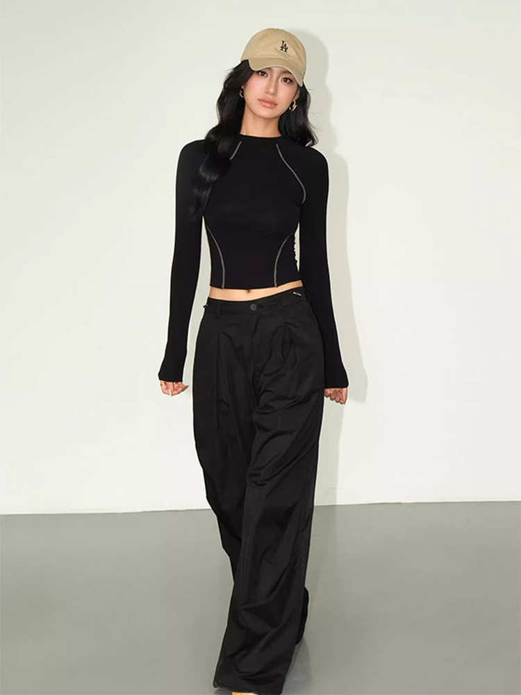 Sports Bodysuit Queen Black Tight Sports Bottoming Shirt Slim Slim Long-Sleeved Shirt Top Women's Autumn Yoga Wear