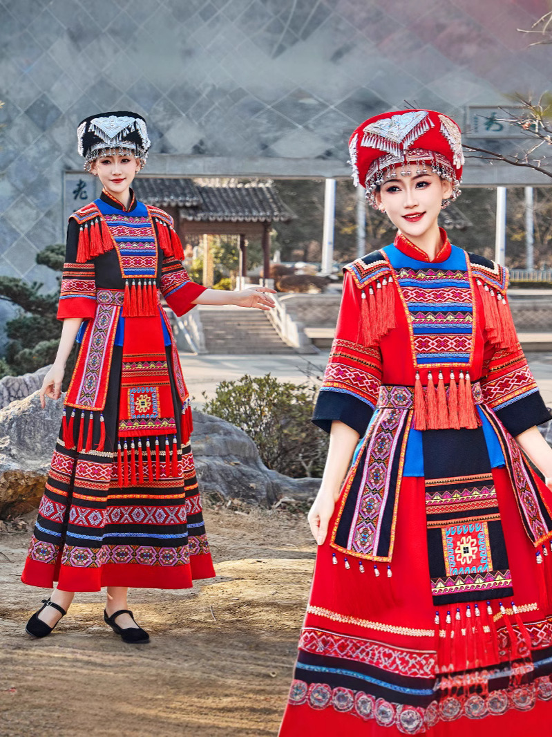 New Guangxi Zhuang Zhuang Brocade March 3Rd Minority Dance Performance Costumes Female Adult Stage Performance Costumes