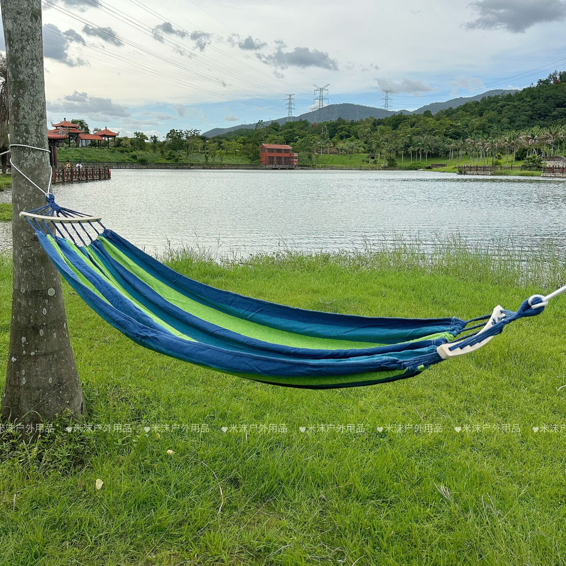 Canvas Hammock Outdoor Adult and Children Curved Stick Style Swing Camping Style Hanging Chair Rocking Bed Courtyard Home Outdoor