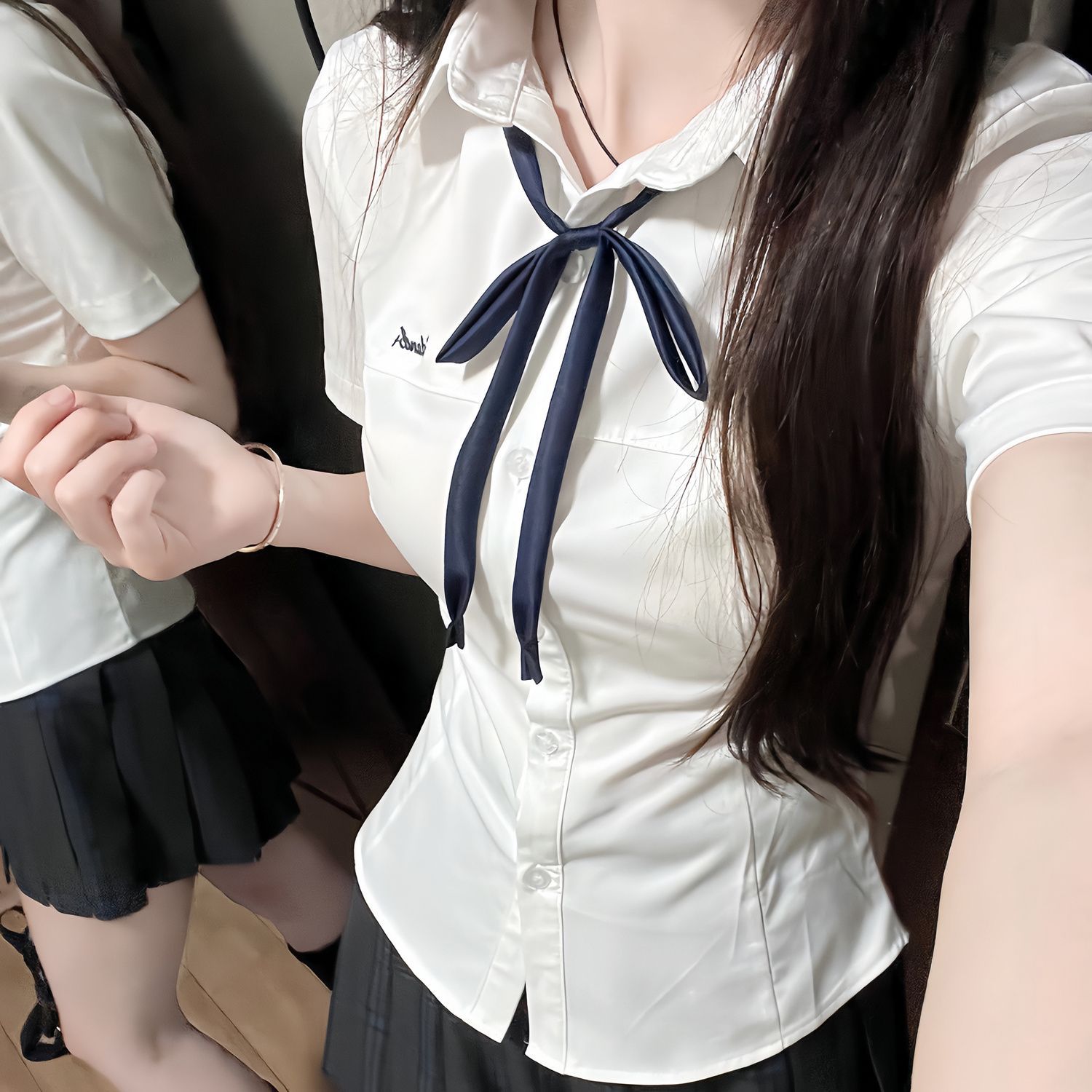 Original Jk Waist-Cinching Short-Sleeve Shirt for Women, Autumn Uniform, Summer College Style, Japanese School Uniform-Inspired, Pure and Desirable Shirt
