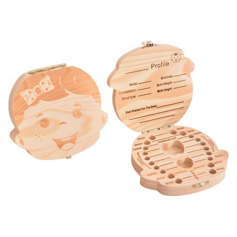 Solid Wood Children's Teeth Box Baby Fetal Teeth Storage Box Flip-on Children's Teeth Collection Box