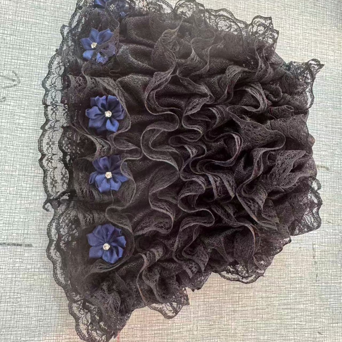 Summer Thin 5-7 Layer Silk Soft Small Hat with Floral Lace, Fashionable Versatile Hat to Cover Gray Hair, Breathable Hat