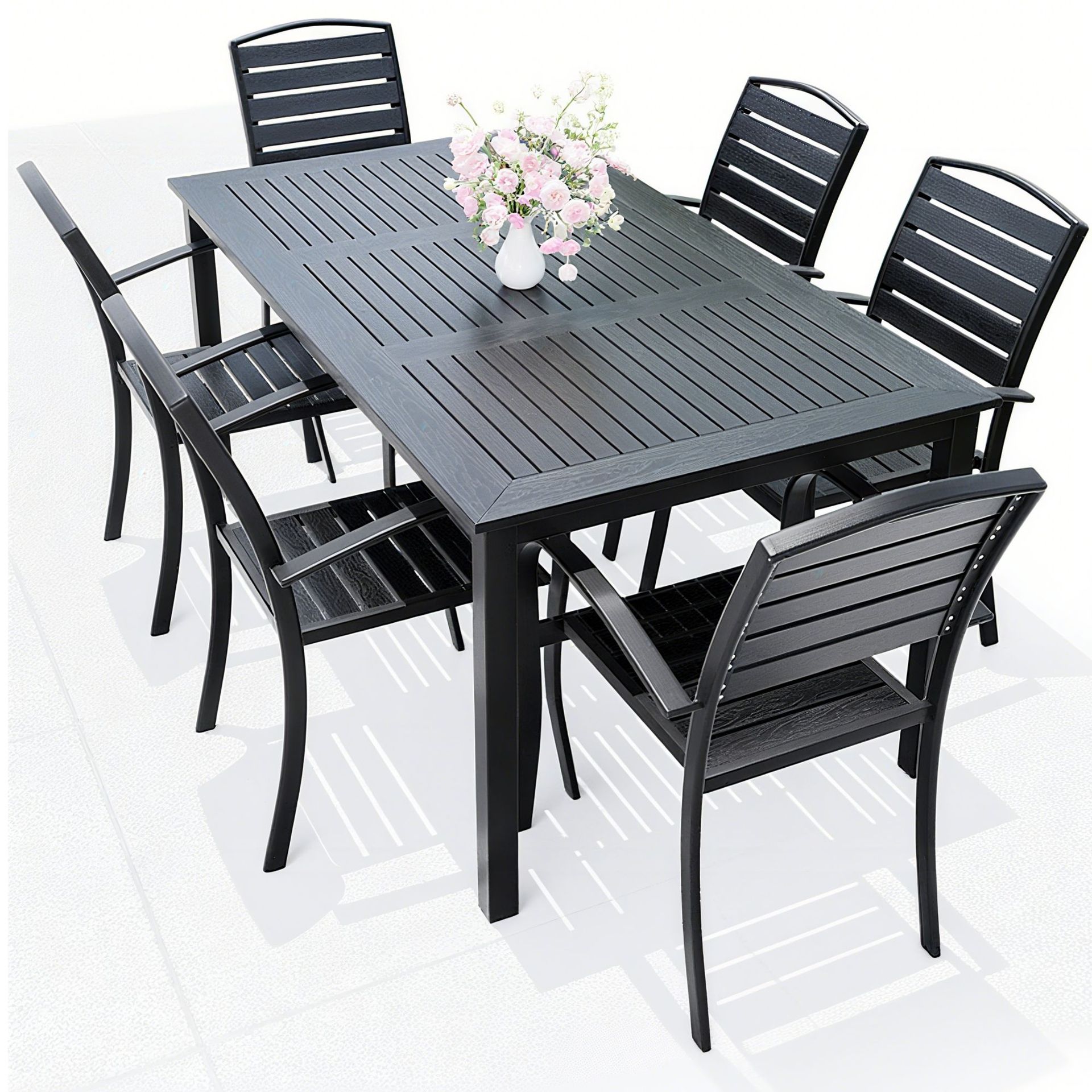 Outdoor Table and Chair Combination Outdoor Table and Chair Outdoor Anti-Corrosion Wood Garden Courtyard Cafe Dining Table Leisure Outdoor Table and Chair