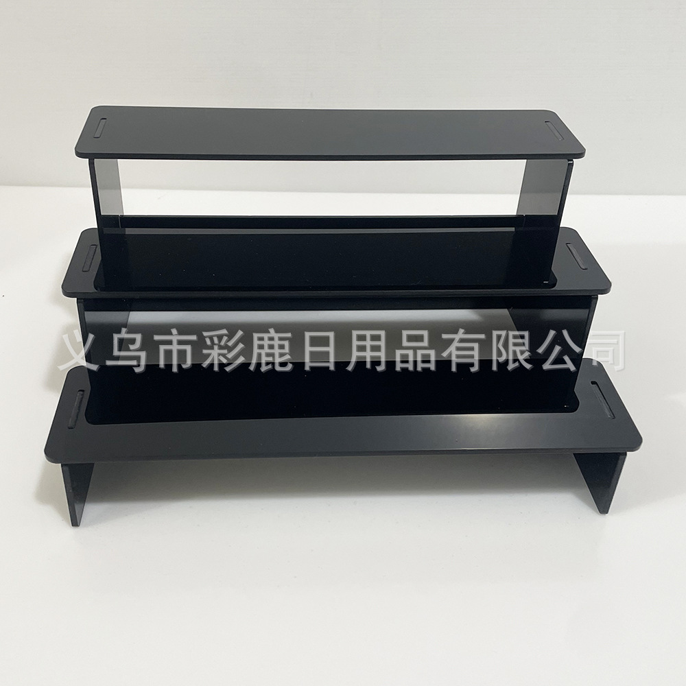 Colorful Three-Layer Storage Rack, Black Multi-Layer Stepped Display Rack, Bubble Mart Figurine Desktop Cosmetics Organizer