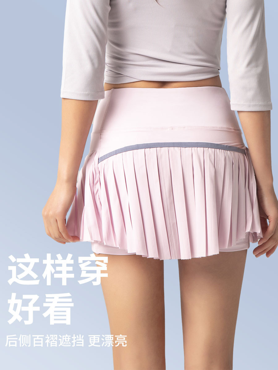New culottes European and American clothing fake two-piece pleated skirt sports fitness quick-drying shorts summer anti-light pants skirt