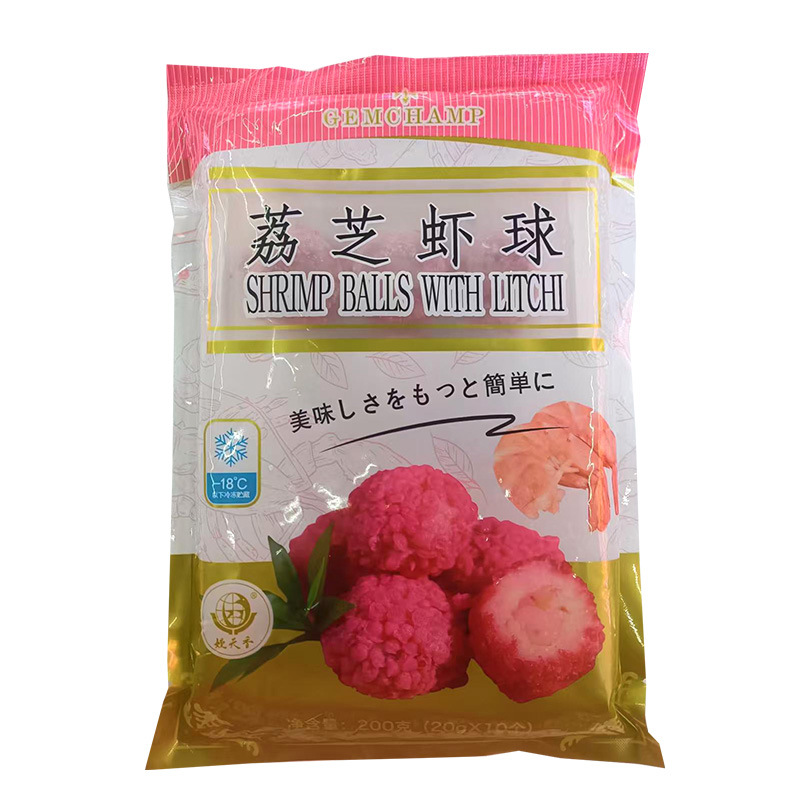 Ream Tianxiang litchi shrimp ball 200g hotel restaurant semi-finished fried snacks snacks snacks string hot pot ingredients wholesale