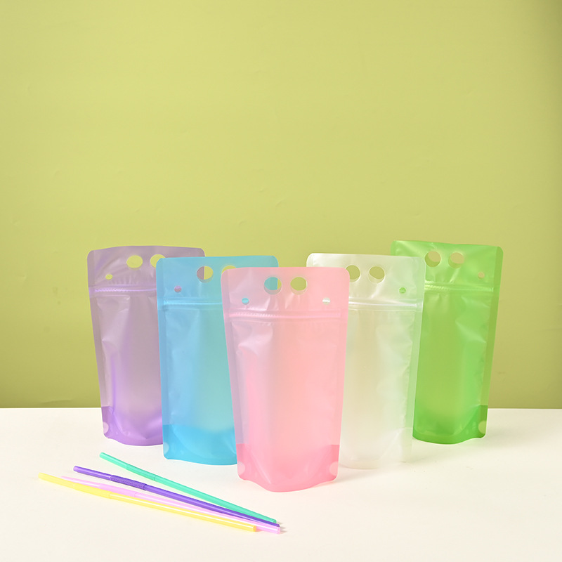 Spot Disposable Beverage Packaging Bags, Juice Milk Tea Coffee Self-Standing Ziplock Bags, Satchel Takeaway Beverage Bags, Customized