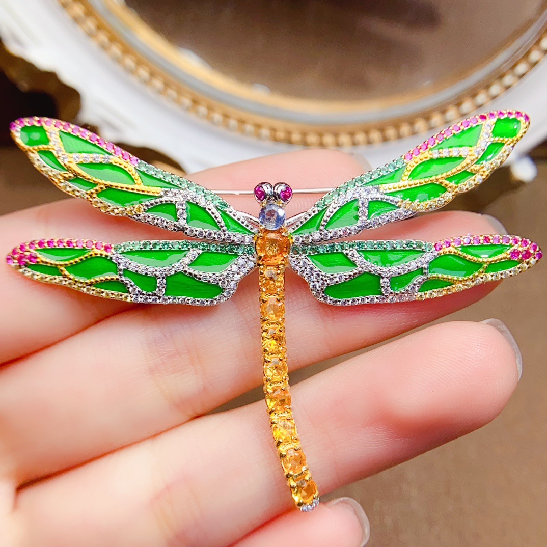 Factory Wholesale Popular Natural Sapphire Brooch S925 Silver Inlaid Main Stone 4*4 Hot Selling European and American Dropshipping