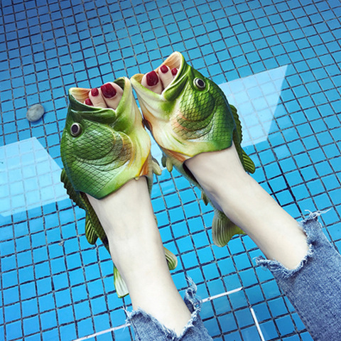 Fish Slippers New Men's Funny Creative Non-Slip Fashion Salted Fish Slippers Men's Trendy Sandals for Outer Wear Cross-Border