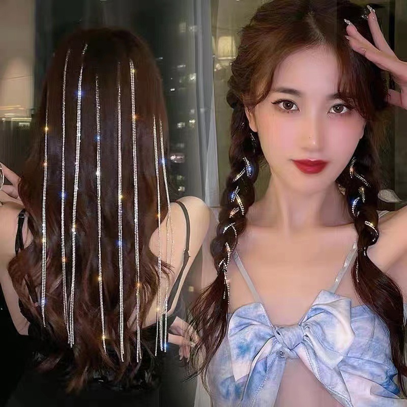 Заколка для волос с блестящими алмазами Li Ying, цепочка для волос с бахромой из страз, популярная заколка, аксессуар для дредов