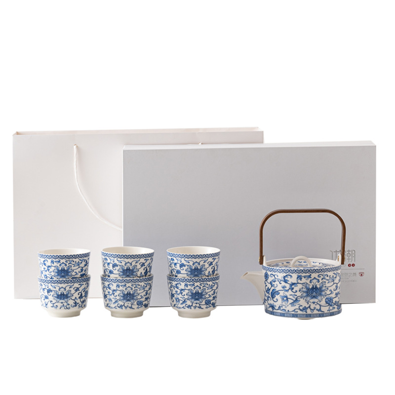 [Twining Lotus] Large-Capacity Teapot, One Pot, Six Cups, Cold Water Kettle, Health Pot Set, Gift Box, Large Teapot