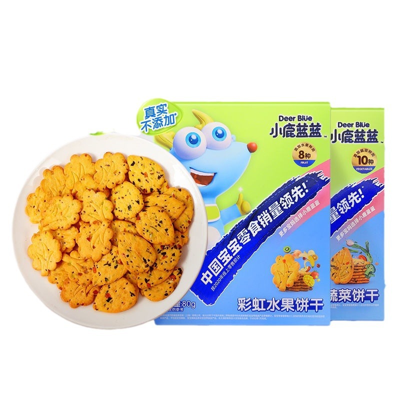 Official flag genuine goods deer Blue Blue Magic Rainbow biscuit milk vegetable fruit molar biscuit children snack brand