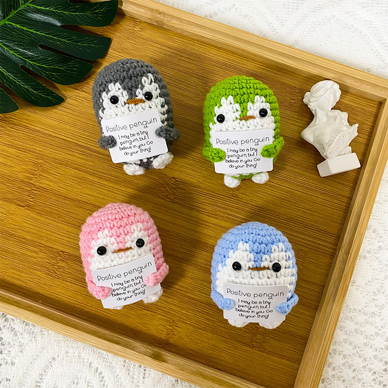 Cross-Border Amazon Best-Selling Hand-Knitted Dolls, Penguin Emotional Support Cards, Gift Ornaments