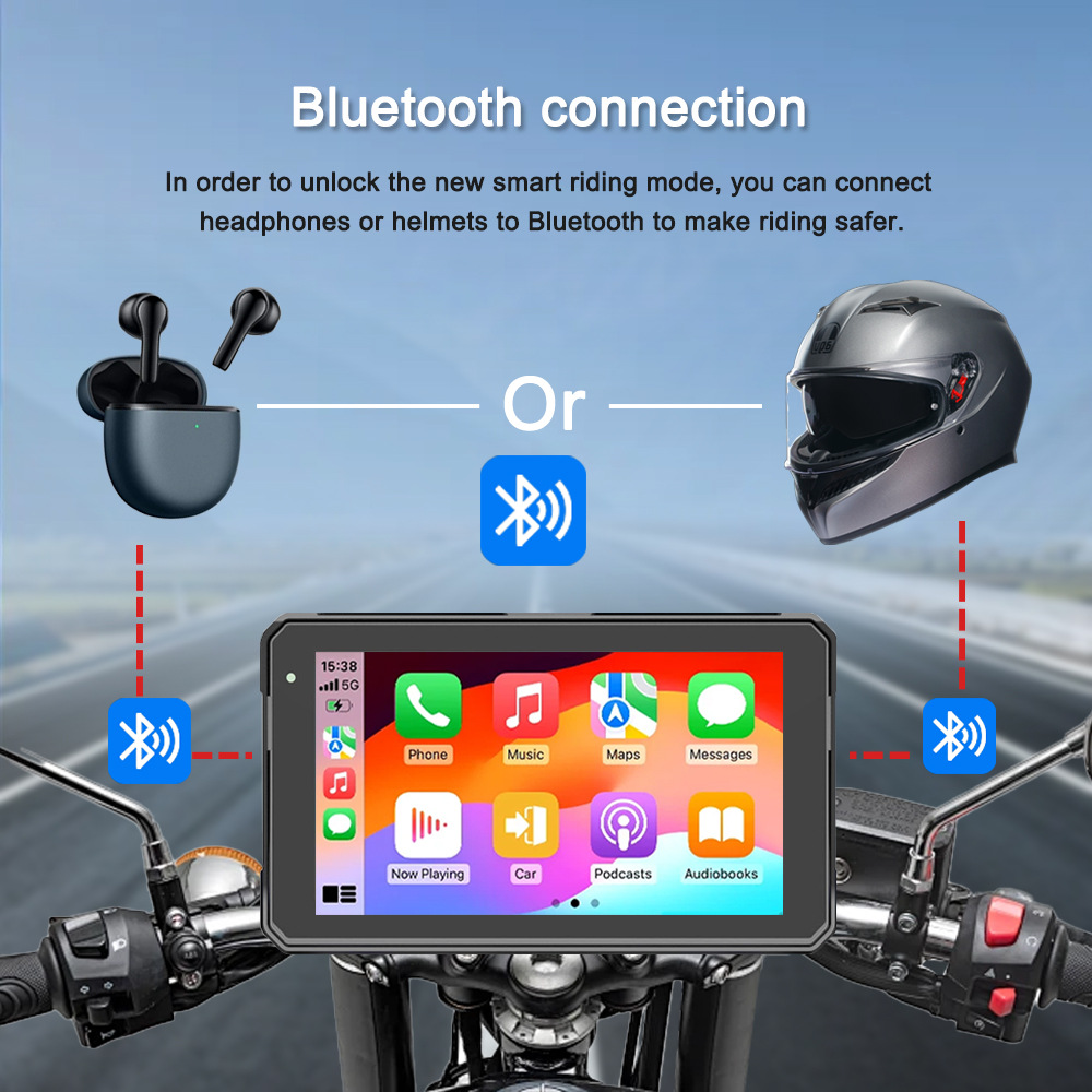 Cross-Border 6inch Motorcycle Driving Recorder Wireless Carplay Android Auto Gps Screen Projection Recorder