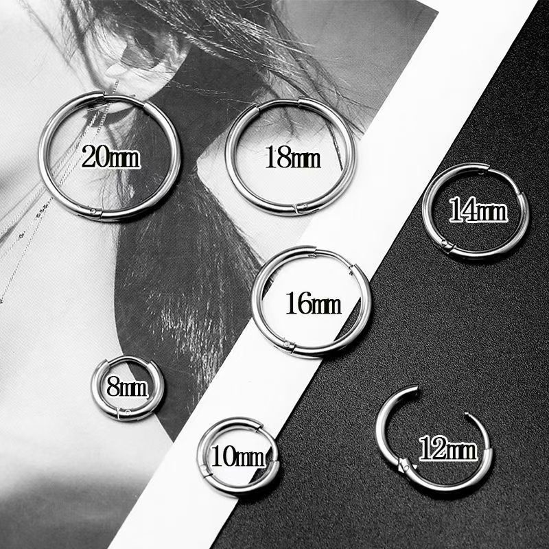 Korean Style New Titanium Steel Earrings Simple Personality Hoop Earrings Trendy Plain Hoop Earrings
