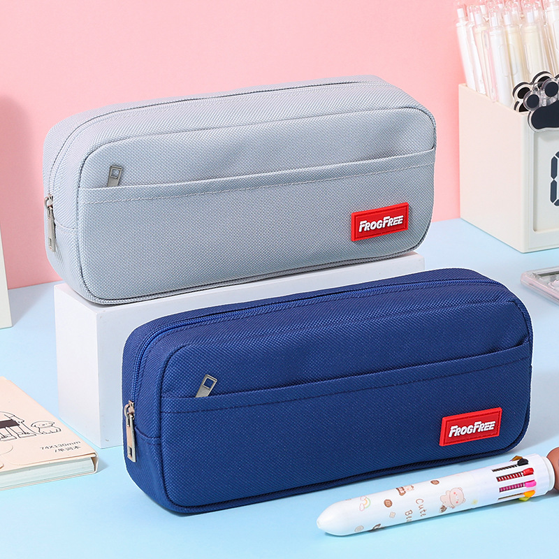 Large-Capacity Pencil Case, Simple and Three-Dimensional, Square-Shaped, Large-Capacity Oxford Cloth Pencil Case for Primary School Students, Wholesale Stationery for Students