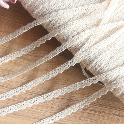 Оптовая продажа ручных аксессуаров для одежды, бежевое хлопковое кружево, вышивка, ширина 0.8 см