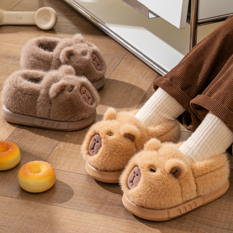 Children's Cotton Shoes Winter New Kidsren's Cotton Slippers Bag with Baby Cute Plush Home Shoes Boys' Warm Cotton Shoes