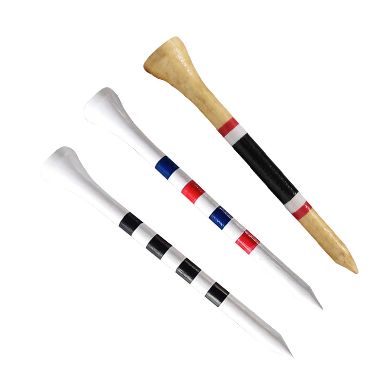 Wooden Golf Spikes Factory Direct Supply Colorfulful Stripesd Tee70-8Mm Custom Pattern Logo Tee