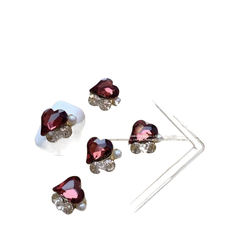 Trendy Popular Fat Square Tilted Heart New Dry Rose Diamond High-End Super Shiny Tilted Heart Ax Right Angle Finished Stacked Diamonds