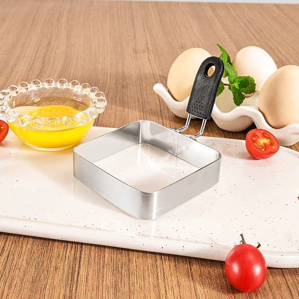 Stainless Steel 304 Thickeneded Fried Egg Artifact, Fan-Shaped Foldableing Omelette Mold, Fried Meat Patties, Egg Rice Balls, Ready for Sale