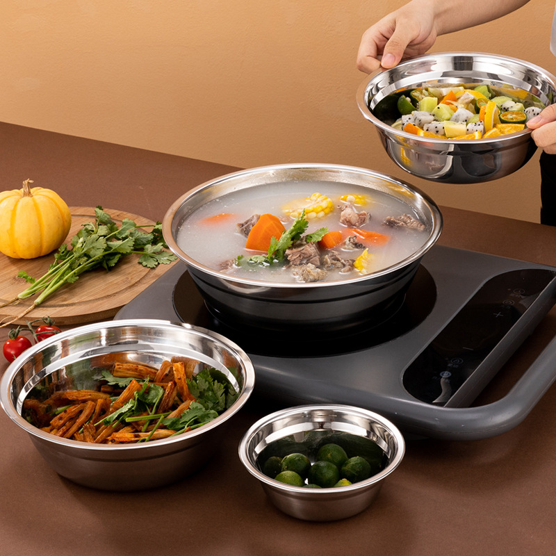 304 Stainless Steel Basin Wholesale Canteen Thickened Small Basin Household Basin Commercial Large Vegetable Washing Basin Stainless Steel Soup Basin