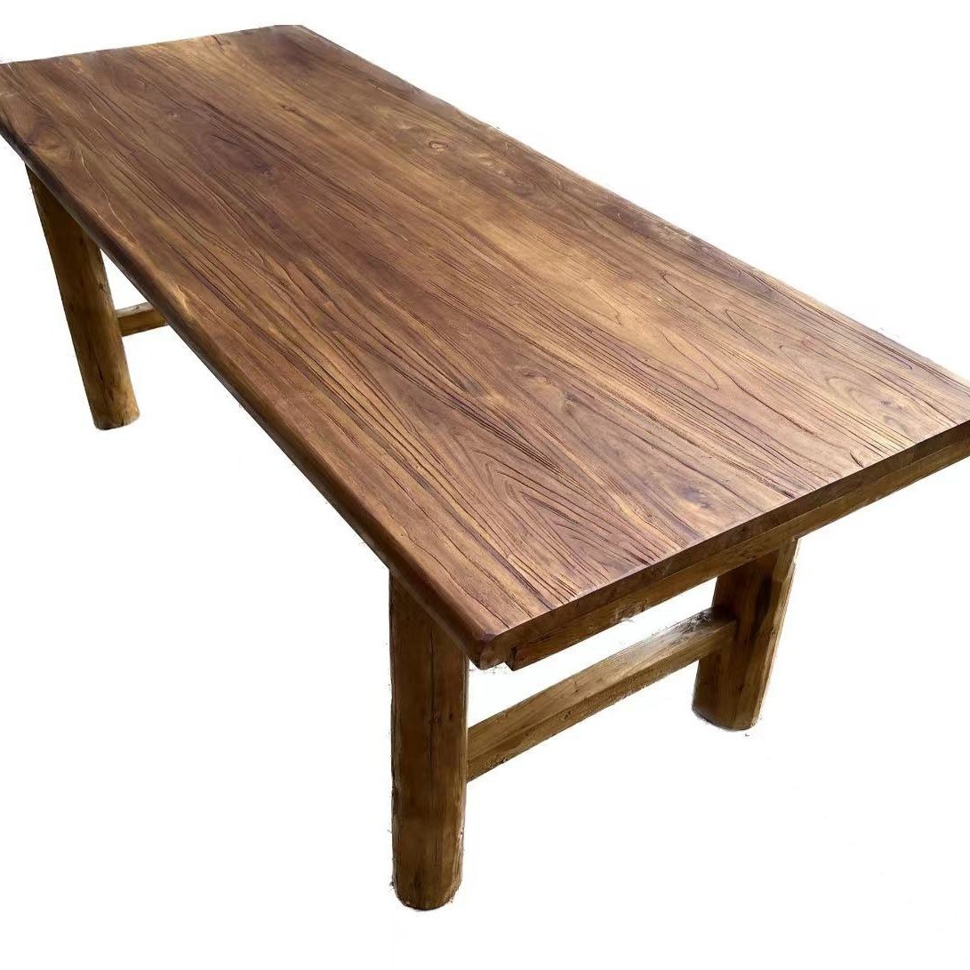 Old Elm Table Retro Old Wooden Board Tea Table Log Zen Dining Table Door Panel Northern Solid Wood Bar Home Long Table and Chairs