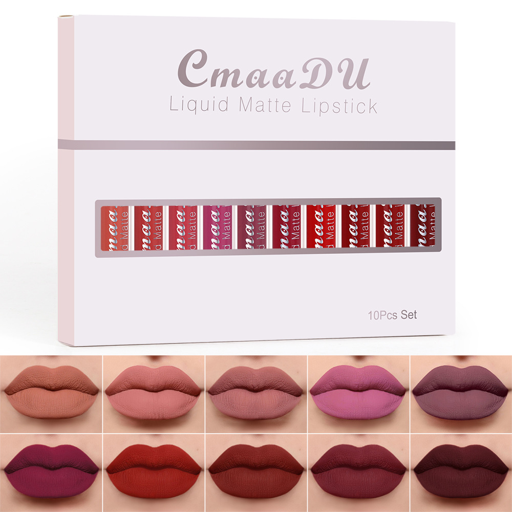 Cmaadu 10-Pack матовая стойкая водостойкая помада для губ. Обратите внимание на ссылку с отказом - исключительно для внешней торговли