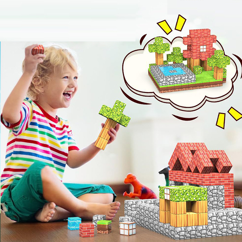 Cross-Border My Magnetic World Block Building Blocks Original Forest Series Building Mini Magnetic Building Block Toys Wholesale