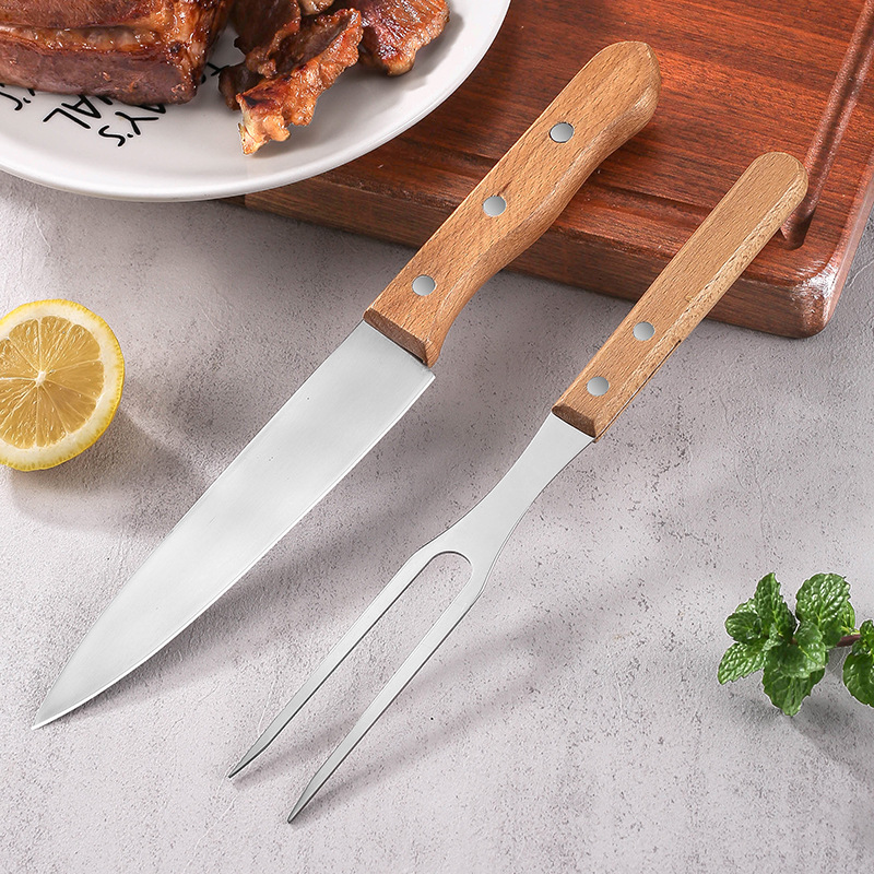 Западный нож и вилка для кемпинга, кухонный нож и вилка из нержавеющей стали, набор для ресторана