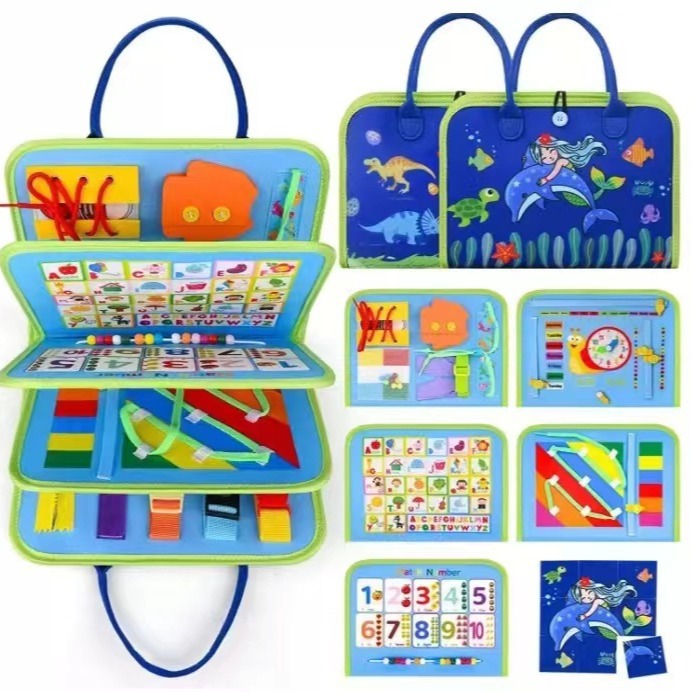 Cross-border New Felt Early Education Learning Dressing Buckle Children's Busy Board Toy Bag Montessori Educational Toys
