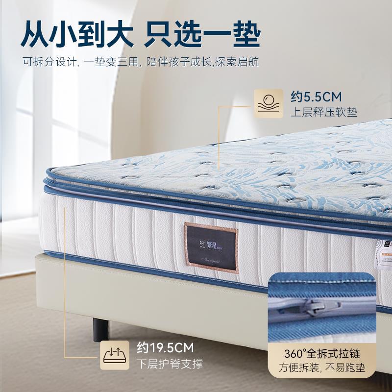 Jinkoer One-Pad Three-Purpose Seven-Zone Latex Independent Bag Spine Protection Spring Antibacterial and Anti-Mite Kidsren's Mattress Pilot