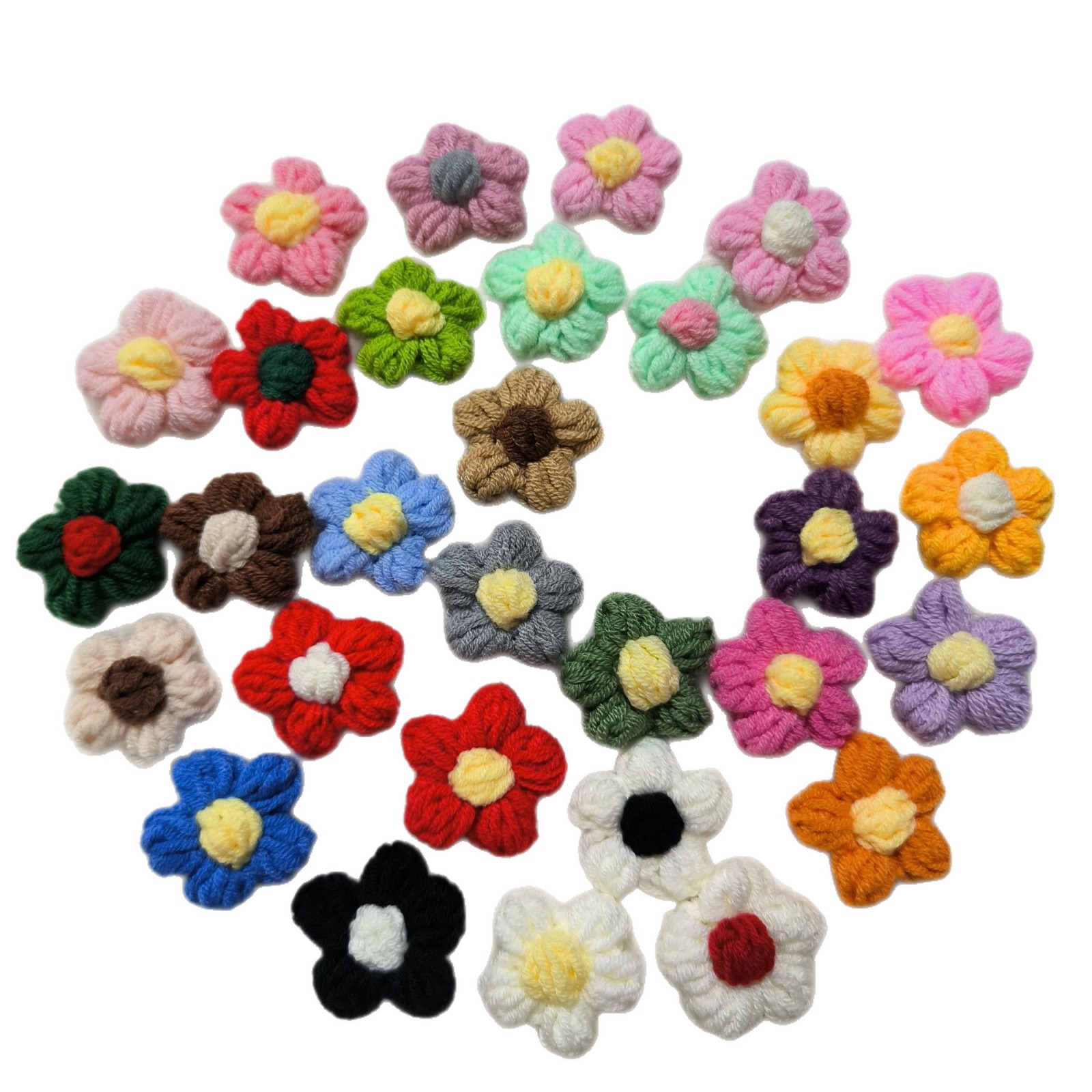 Ready-Made Handmade Crochet Puff Flower Yarn Flowers DIY Hairpin Accessories Corsage Bag Clothing Accessories Flower