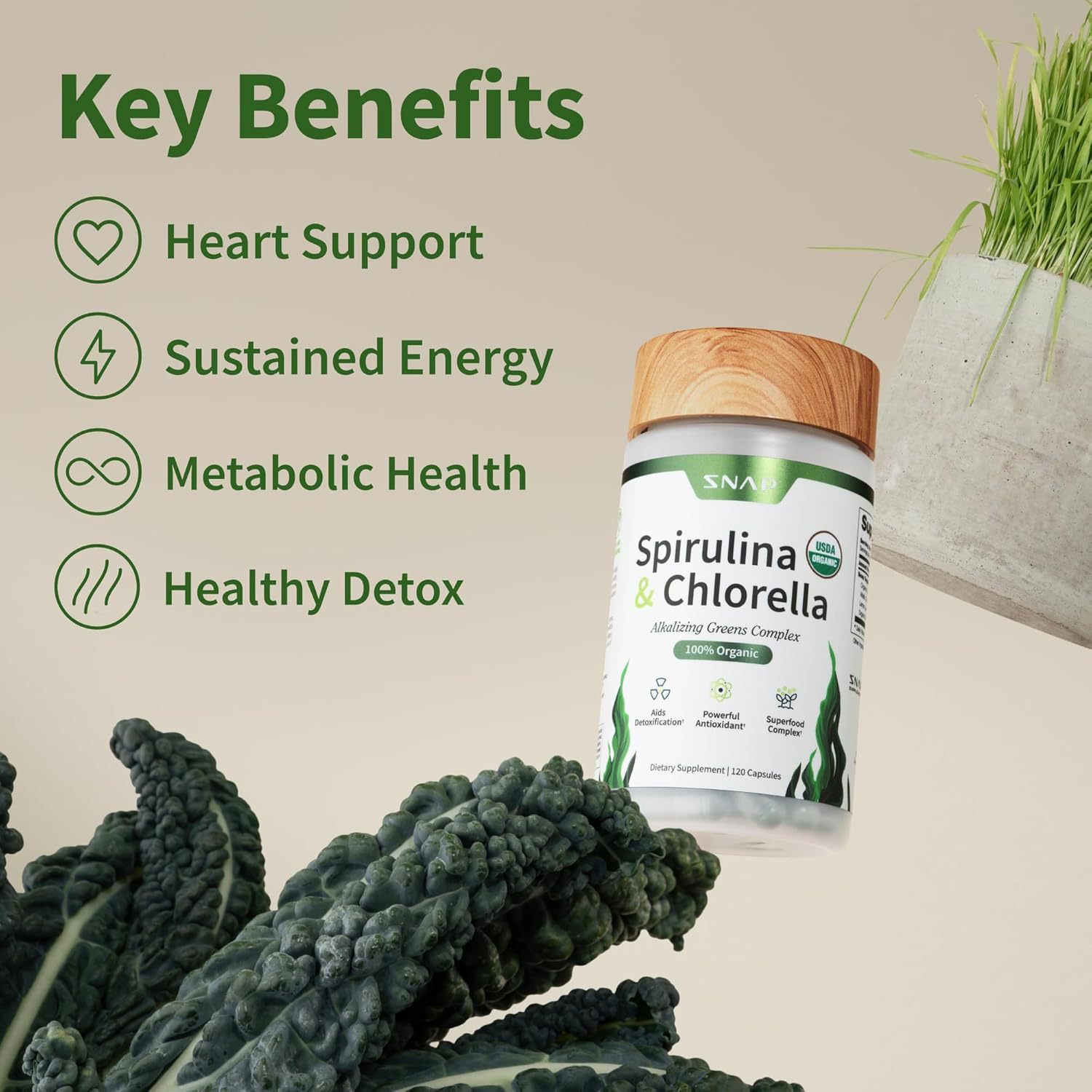 Tk Amazon's Best-Selling Chlorophyll Spirulin & Chlorella Spiral Algae Capsule Combination Pack Spirulina