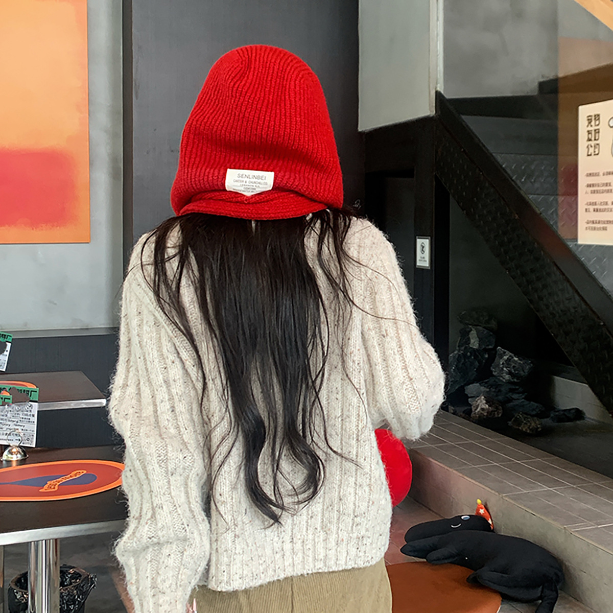 Cross-Border Wool Blend Fashion Shawl Hat Integrated Balaclava Knitted Hat Warm Scarf