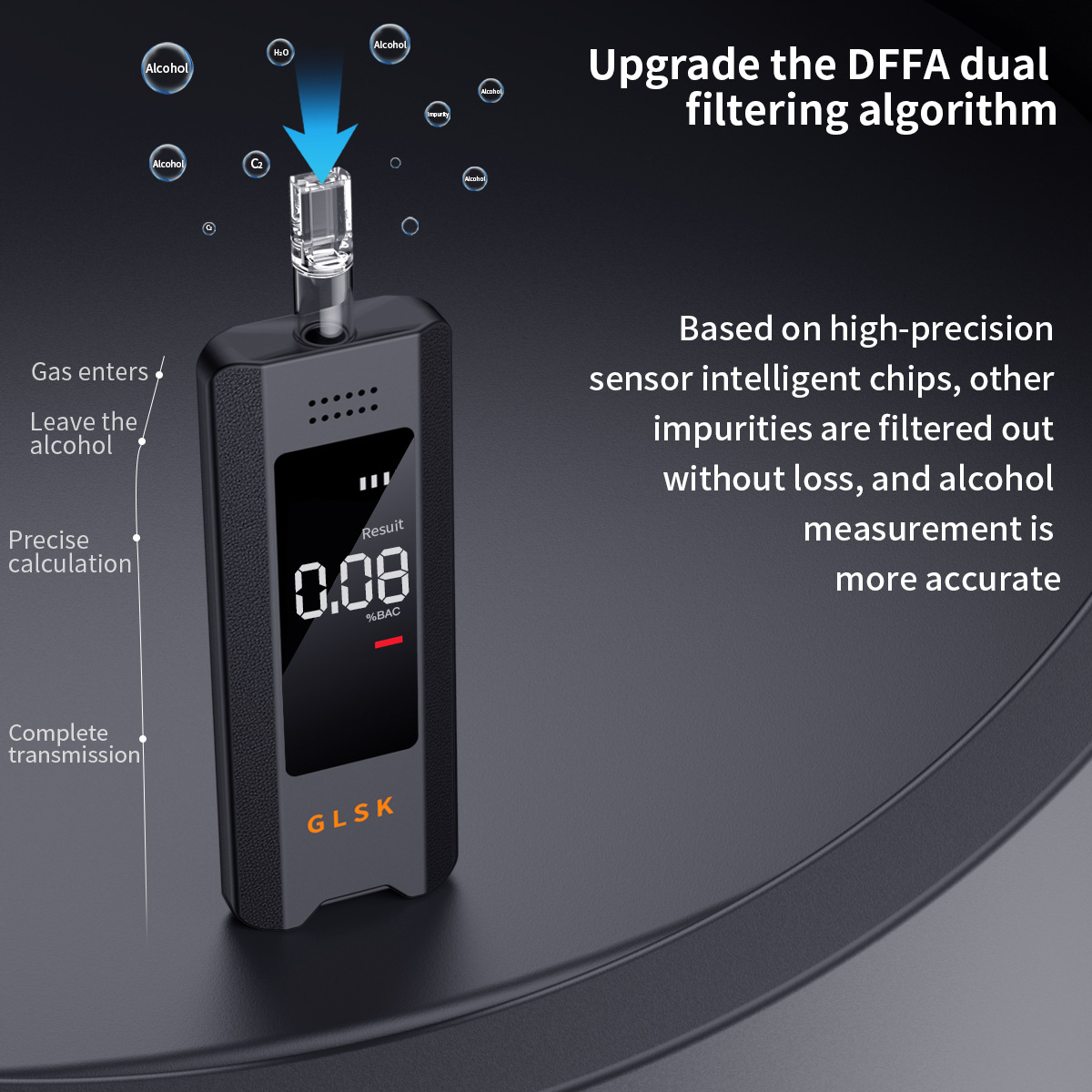 Cross-Border Popular Drunk Driving Tester Alcohol Test Portable Exquisite Professional High-Precision Air Blowing Manufacturer Wholesale