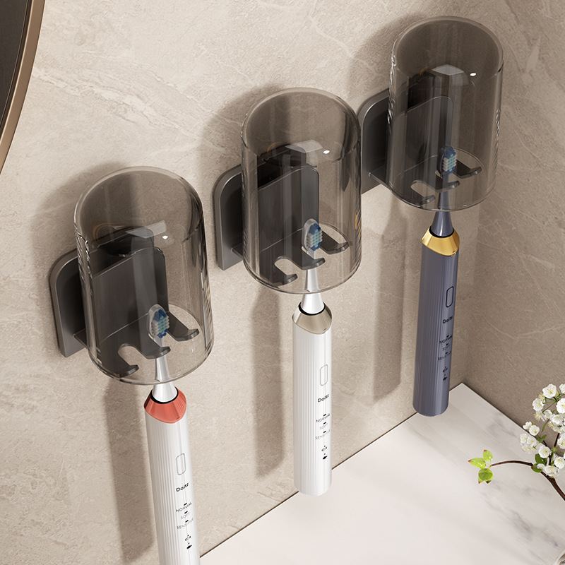 Держатель для зубных щеток настенный без сверления с присоской и стаканом для полоскания рта