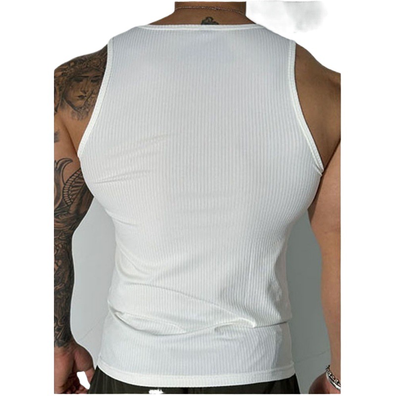 Sports Summer Fashion Breathable Training Threaded Solid Color Quick-Drying Slim Fit Sweat-Absorbent Bottoming Sleeveless Fitness Elastic Vest