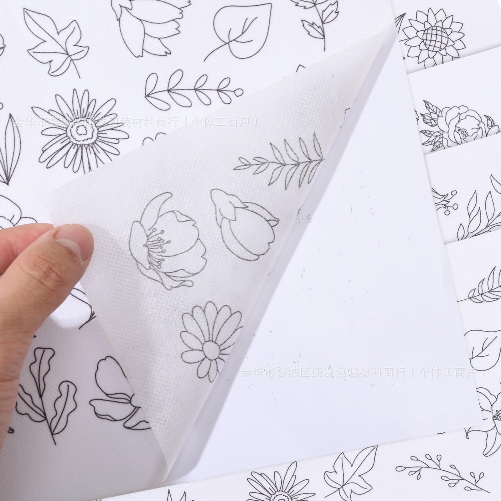 A4 Flower Plant Marine Animal Hand Embroidery Self-Adhesive Sticker Back Glue Embroidery with Water Soluble Stabilizer Non-Woven