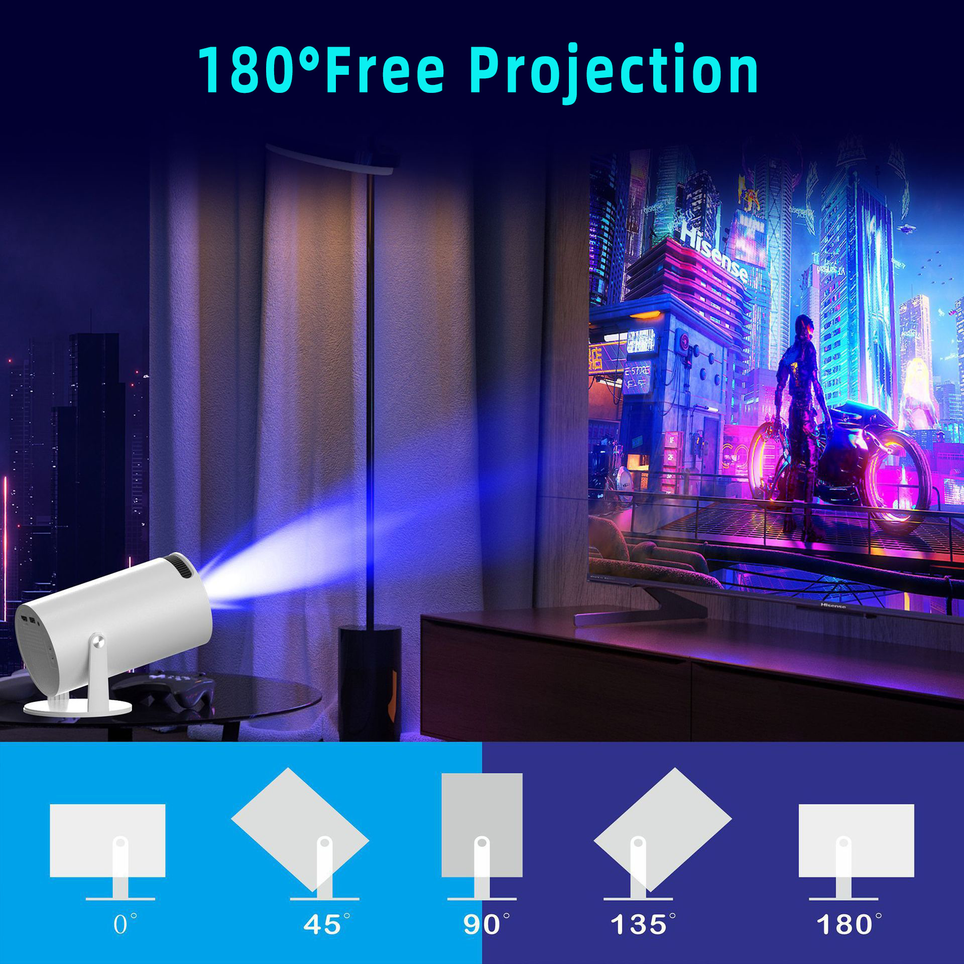 Cross-Border Cloud Platform Projector, Home Portable High-Definition Projector, Outdoor Camping Screen Projection, Mobile Phone Barrel Projector