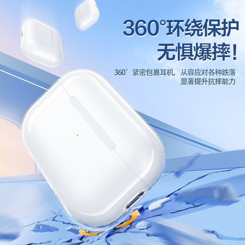Suitable for Apple Headphones AirPods Pro2 Protective Case Pro3 Transparent Fifth Generation Soft Shell Airpods4 Protective Case